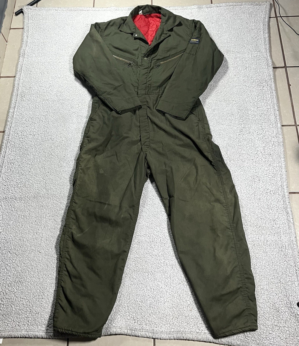 Oshkosh Bgosh Overalls Mens Green Olive VTG Union Insulated Lined Workwear W38